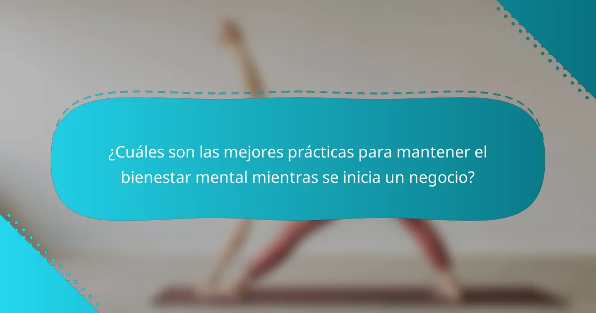 ¿Cuáles son las mejores prácticas para mantener el bienestar mental mientras se inicia un negocio?